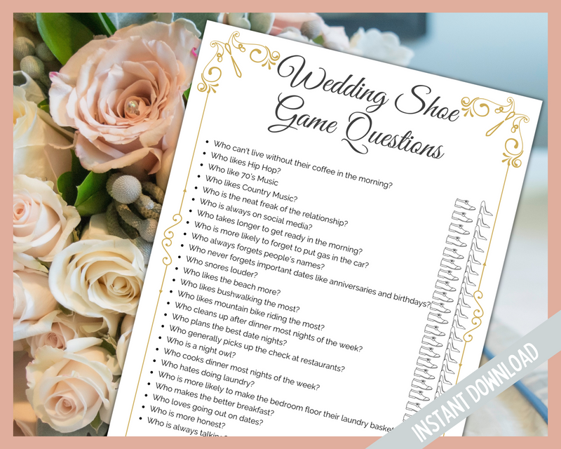 The Wedding Shoe Game Questions Printables