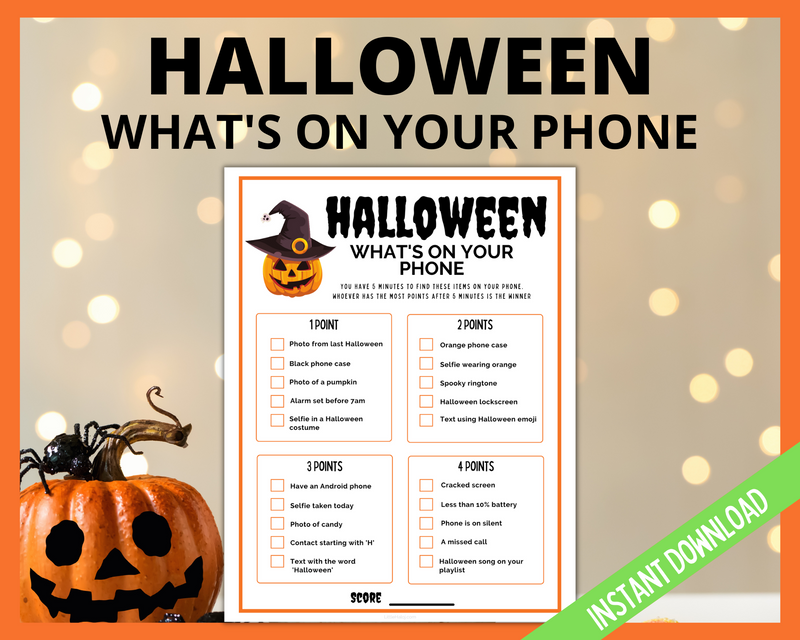 Halloween Whats on your phone printable game