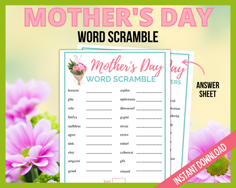 Mothers day word scramble
