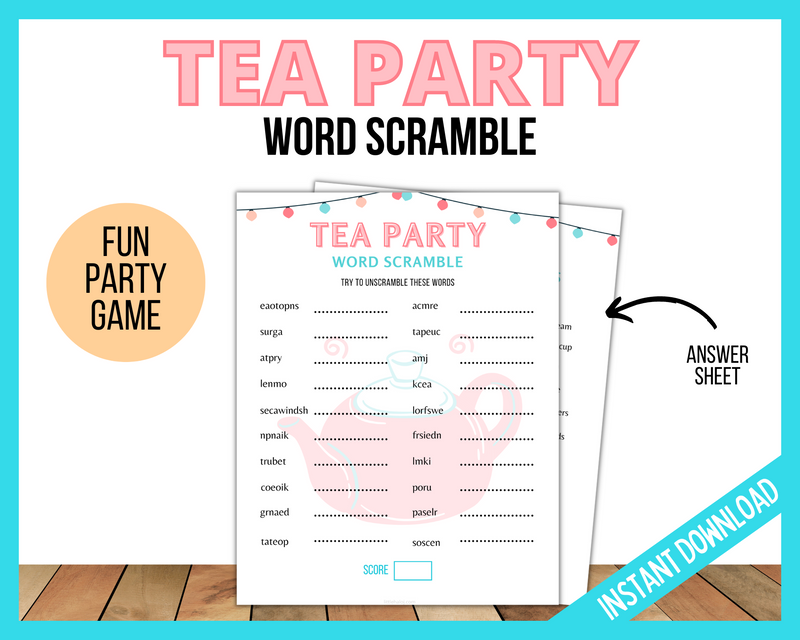 Tea Party Word Scramble